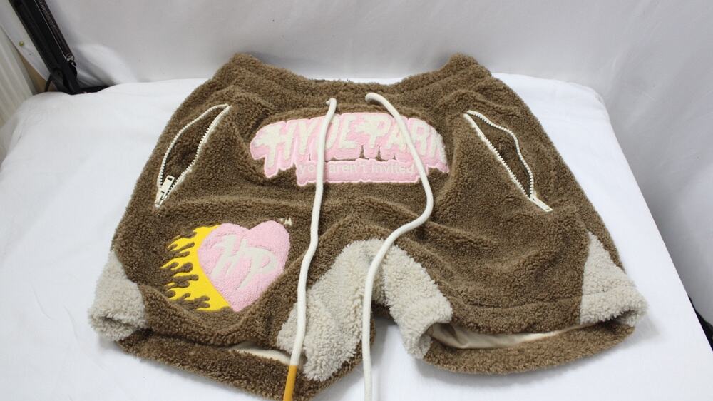 Hyde Park Goods Sherpa Fleece Shorts Small Brown Pink Heart You Arent Invited